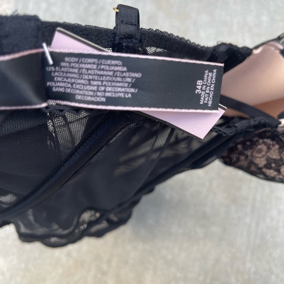 Victoria's Secret black underwire lace corset lightly padded size 34B - Picture 6 of 8